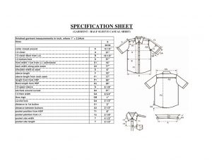 spec sheet template spec sheet of a casual shirt