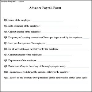 special power of attorney form sample advance payroll form