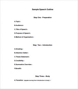 speech outline format sample speech outline pdf template free download