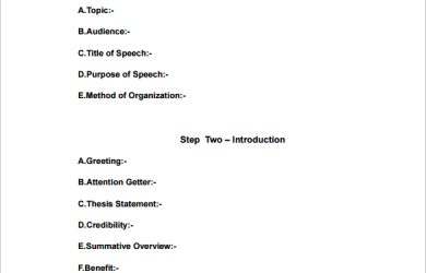 speech outline format sample speech outline pdf template free download
