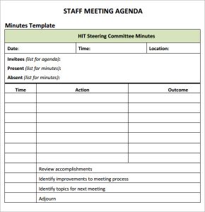 staff meetings agenda template sample staff meeting agenda template