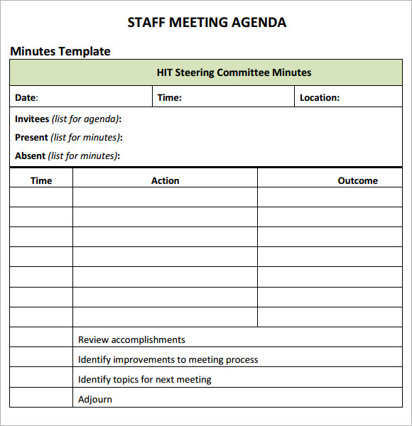 staff meetings agenda template