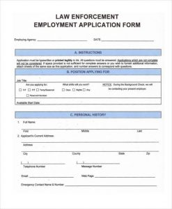 standard job application format law enforcement application form