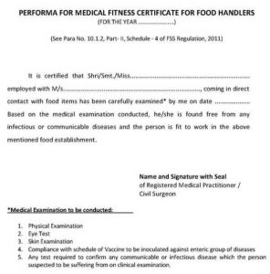 standard job application format medical fitness certificate