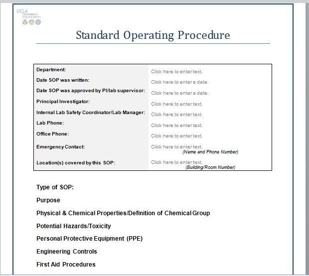 standard operating procedures template