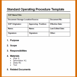 standard operating procedures template standard operating procedures templates sop x