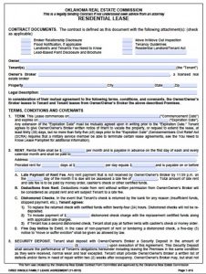 standard rental application oklahoma real estate commission residential lease agreement x