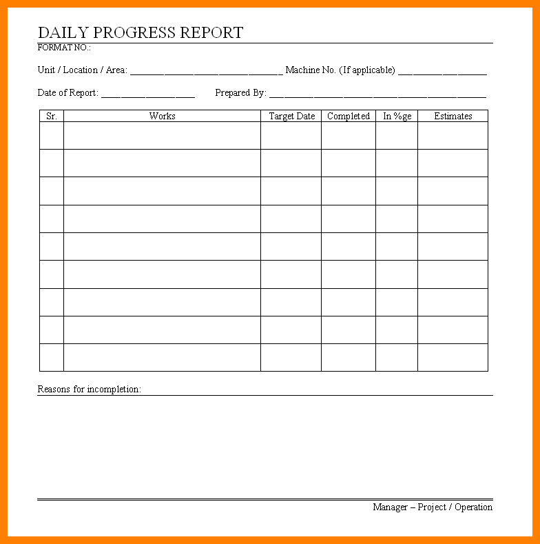 student progress report template