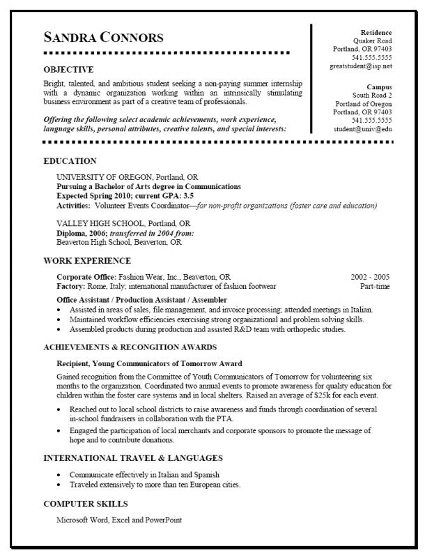student resume example