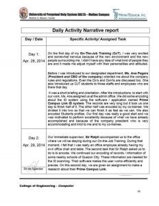 student schedule template ojt narrative report