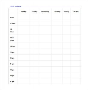 study schedule template study schedule template download in word doc
