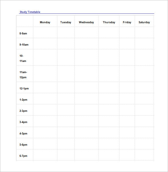 study schedule template