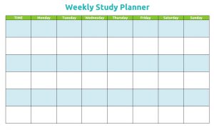 study schedule template weekly study planner
