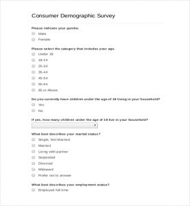 survey demographic questions consumer demographic survey template pdf