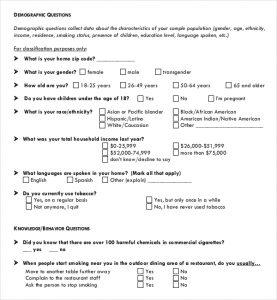 survey demographic questions example template to download demographic survey questions