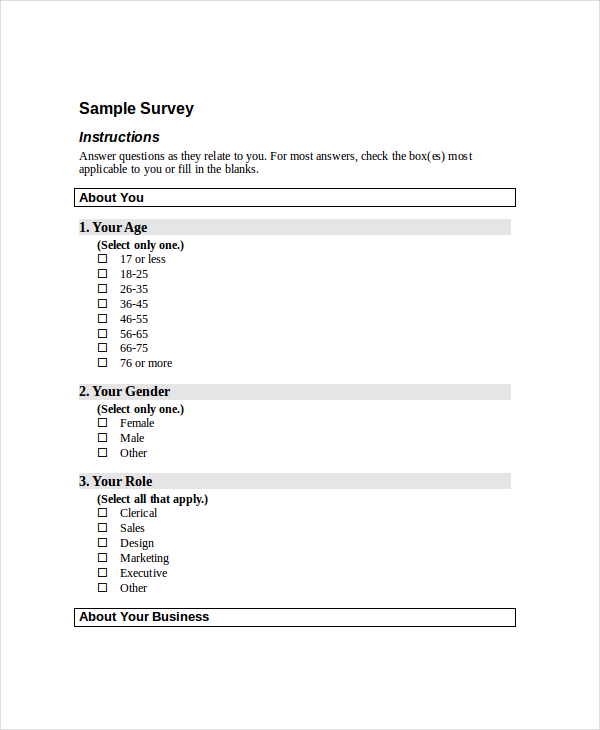 survey template word