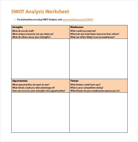 swot analysis worksheet