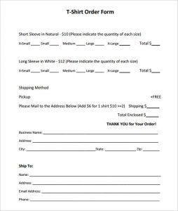 t shirt order form template short sleeve t shirt order form template pdf printable