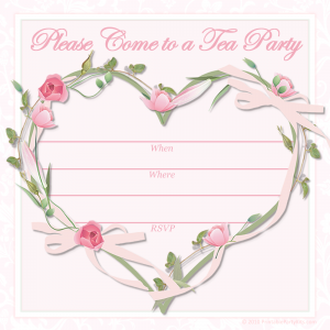 tea party invitation template heart and flowers tea party invitation