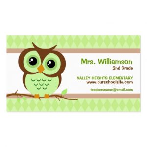 teacher business cards owly green teacher business cards rdaebbcaaabb it byvr