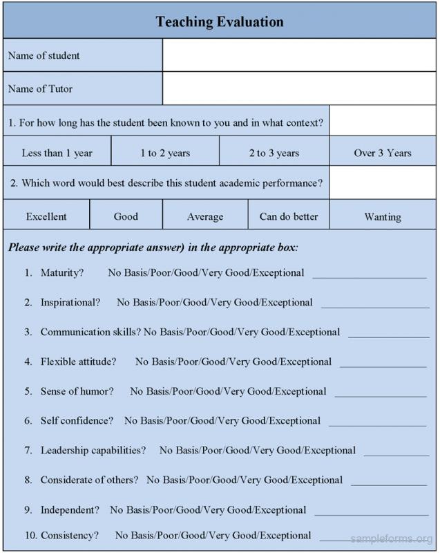 teacher evaluation form