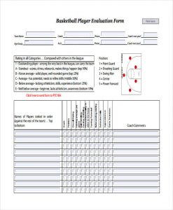 teacher evaluation forms basketball player evaluation