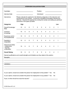 teacher evaluation forms interview evaluation form
