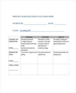 teacher evaluation forms written communication evaluation form