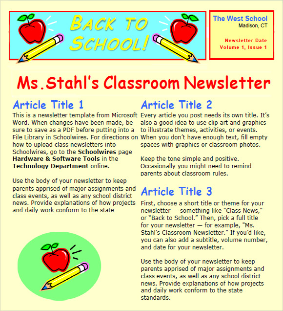 teacher newsletter templates