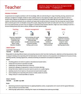 teacher resume template free resume template for teacher with experience pdf printable
