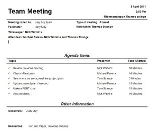 team meeting agendas team meeting