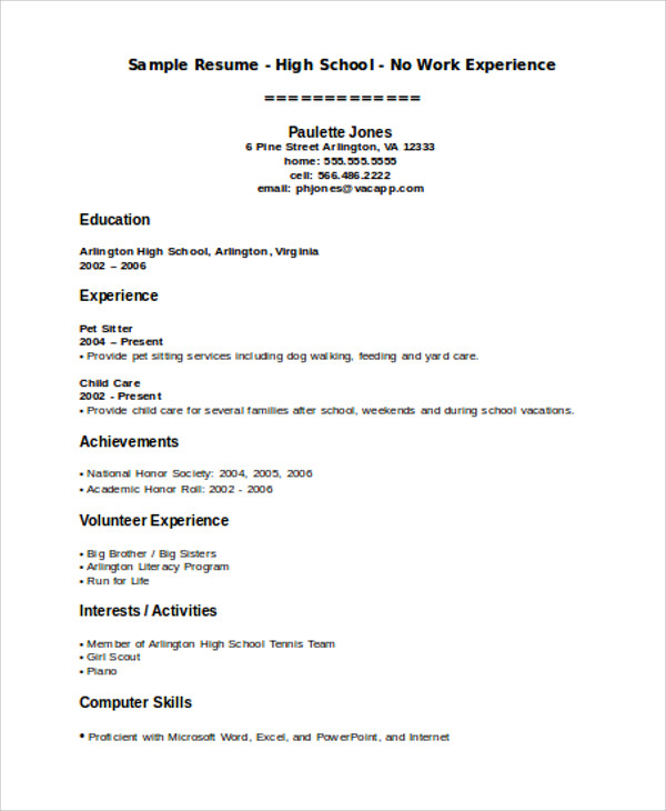teenage resume template