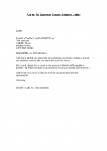 template for business letter agree to sponsor cause sample letter