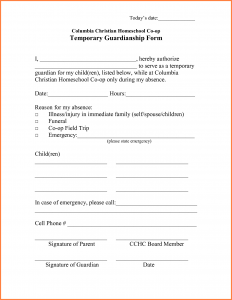 temporary custody agreement temporary guardianship agreement