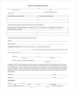 temporary guardianship agreement form temporary guardianship agreement form