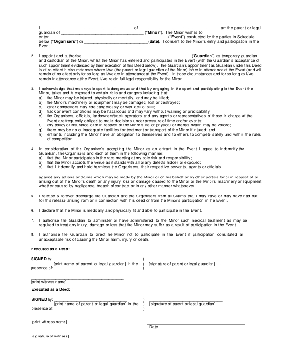 temporary guardianship agreement form