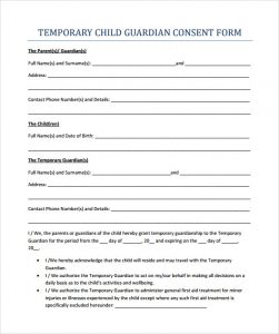 temporary guardianship agreement form temporary guardianship form pdf