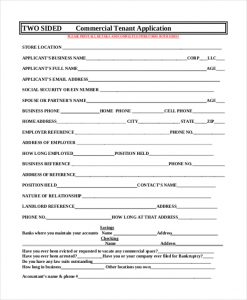 tenant application form commercial tenant application form