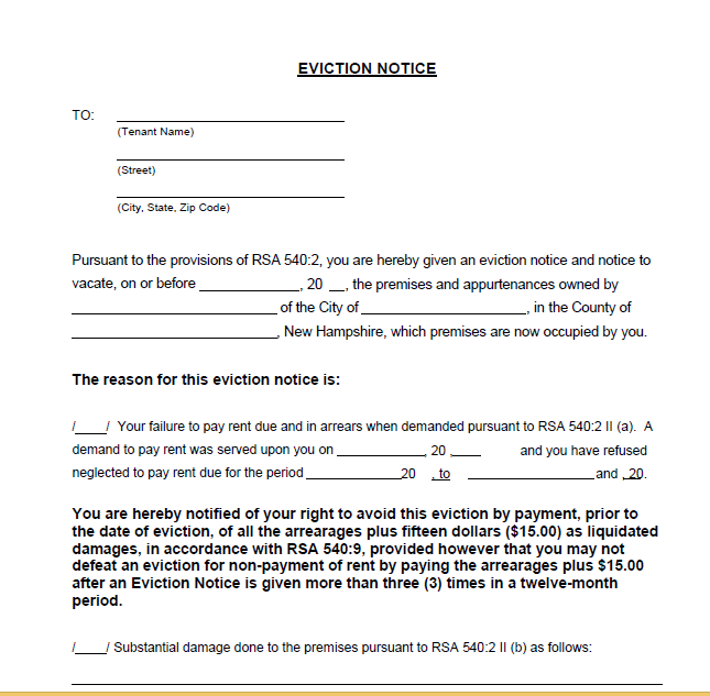 tenant eviction notice