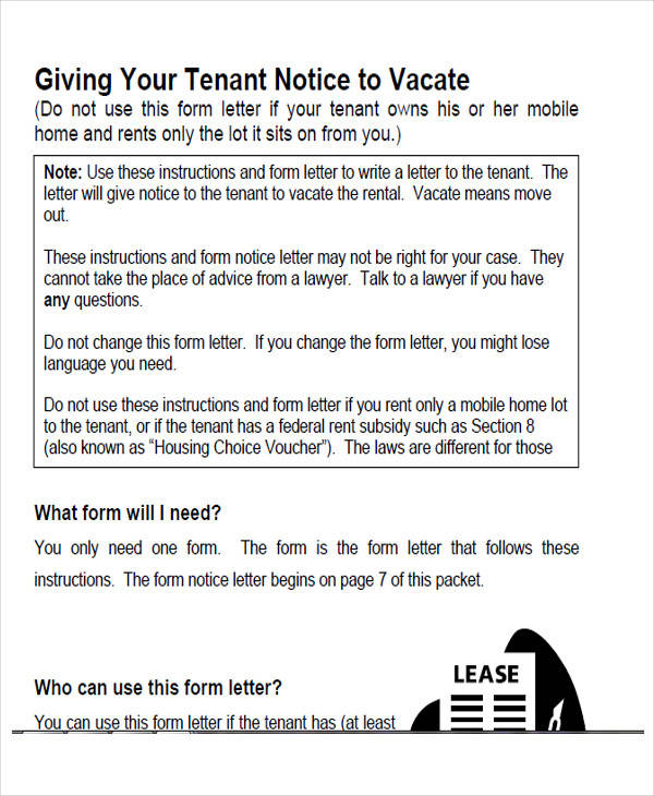 tenant notice to vacate