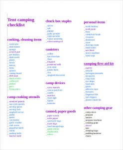 tent camping checklist tent camping checklist