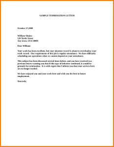 termination letter sample employee release letter sample employee termination letter