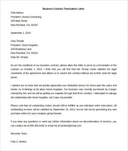 termination letter template download business contract termination letter template