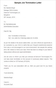 termination letter to employee sample job termination letter