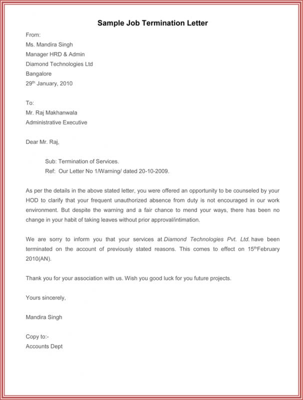 termination of employment letter