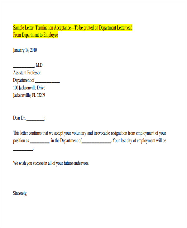 termination of lease letter