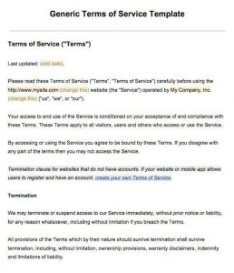 terms of agreement sample terms of service template termsfeed inside terms of service template