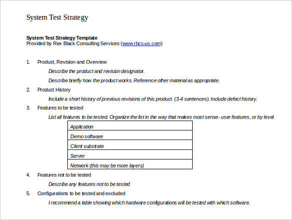 test strategy template