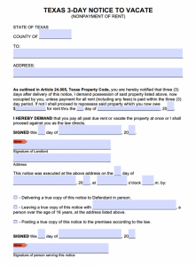 texas eviction notice form texas day notice to pay or quit template x