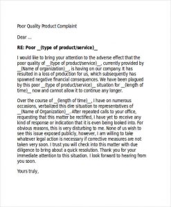 thank you letter business product quality complaint letter